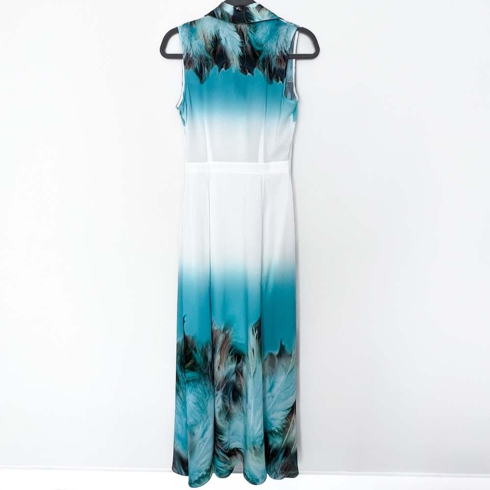 Waggon Paris | Maxi Tropical Summer Spring Dress White Turquoise M - Picture 17 of 17